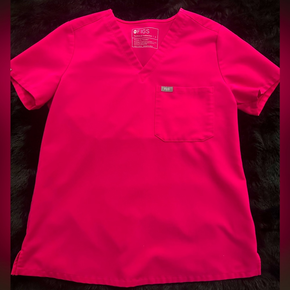 Figs Hot Fuchsia Pink Scrub Top and Bottoms
